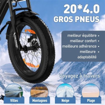 Vélo électrique VAE - COLORWAY - Noir - 20 x 4.0 Gros Pneus - Batterie amovible 36V 12Ah - E-BIKE Tout Terrain - VTT électrique