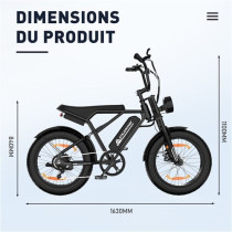 Vélo électrique VAE - COLORWAY - Noir - 20 x 4.0 Gros Pneus - Batterie amovible 36V 12Ah - E-BIKE Tout Terrain - VTT électrique